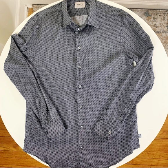 Armani Collezioni Button Down Dress Shirt Slim Fit Black Men’s Size Medium - Picture 1 of 6